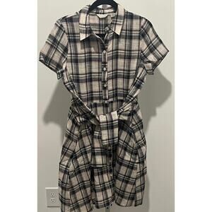 11.1 Tylho for Anthropologie Plaid Tie Front Shirt Dress NWT